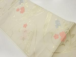 草花模様織出し袋帯